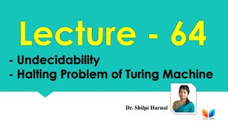 Undecidability  Halting Problem of Turing Machine  Halting Problem  Halting Theorem  Lecture64 [upl. by Sigfrid]