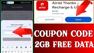 Airtel Free data tricks  Airtel coupon code  Airtel Coupon Code Airtel Free Data Code  2GB fre [upl. by Shugart388]