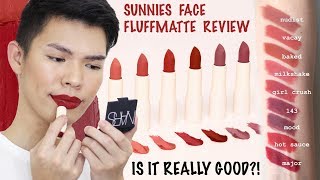 MAGANDA BA TALAGA SUNNIES FACE FLUFFMATTE REVIEW AND LIP SWATCHES ALL SHADES  Kenny Manalad [upl. by Zetnauq]