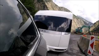 Hobby Premium Wohnwagen Caravan Gotthard Pas Pass Schweiz Zwitserland Juli July 2016 [upl. by Atsirak]