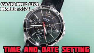 How To Setting Time and Date CASIO MTP1374 Module 5374 Movement VX9JE [upl. by Piselli]