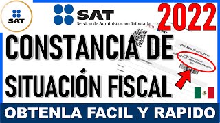 Cómo imprimir mi RFC 𝗦𝗜𝗡 𝗖𝗢𝗡𝗧𝗥𝗔𝗦𝗘Ñ𝗔  Constancia Situación Fiscal desde la pagina del SAT 2022 [upl. by Assilana]