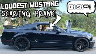 SCARING TREATERS WITH THE LOUDEST MUSTANG LOL Halloween Prank [upl. by Idnor591]