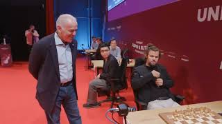 Magnus is late again and Garry Kasparov plays his first move [upl. by Moishe574]