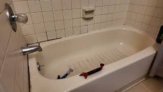 1 Tip How to Remove Bathtub Caulk and Replace with New Caulking Demo Worst Bathtub Ever Seen🤮 [upl. by Aerdnac375]