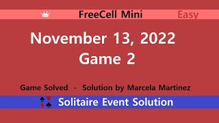 FreeCell Mini Game 2  November 13 2022 Event  Easy [upl. by Donahue]