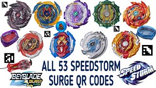 ALL SPEEDSTORM QR CODES BEYBLADE BURST SURGE APP 53 QR CODES IN APP [upl. by Nyloj]