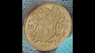 20 Francs 1930 Gold Coin Swiss Helvetia Vreneli 1897 1949 Marengo oro da investimento investire [upl. by Wattenberg]