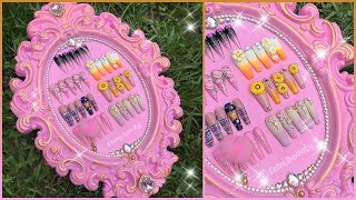 NAIL ART DISPLAY DIY  Dollar Store Repurposed Mirror  How I Store My PressOns [upl. by Awhsoj]