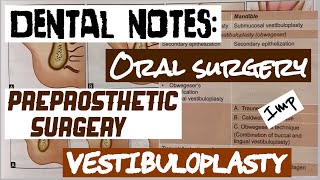 VESTIBULOPLASTY II PREPROSTHETIC SURGERY II ORAL SURGERY II TYPES AND TECHNIQUES II imp [upl. by Zerlina739]