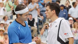 Roger Federer vs Tim Henman 2004 US Open SF Highlights [upl. by Aynotan]