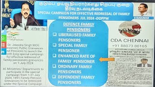 சிறப்பு இராணுவ குடும்ப ஓய்வூதியதாரர்களது குறை தீர்வு நடவடிக்கை ஜூலை 2024CDA CHENNAI [upl. by Ilwain418]