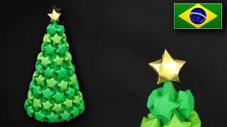 DIY Árvore da Sorte de Papel  Como fazer uma Árvore de Natal com Estrelinhas [upl. by Vig]