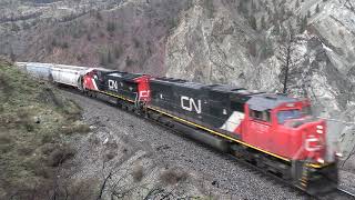 Canadian National Railway action in the White Canyon Lytton area of the Thompson Canyon train [upl. by Erfert]