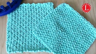 LOOM KNIT Dishcloth Washcloth Seed Stitch Textured  Beginner Easy [upl. by Stillas]