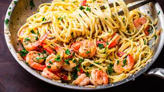 Lemon Garlic Shrimp Pasta  So Easy Youll Make It All Year Long [upl. by Ethben]