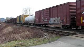 CN Mixed freight Abbotsford 21MAR09 CN ES44DC 2252 leading [upl. by Taran]