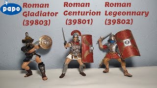 Papo Historicals Roman Centurion 39801Roman Legeonnary 39802 amp Gladiator39803 Figures Review [upl. by Kielty142]