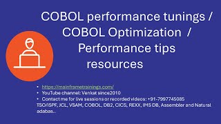 COBOL Optimization  COBOL Performance Tuning  COBOL performance tips [upl. by Justina393]