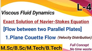 Plane Couette flow Flow between two Parallel platesFluid MechanicsVelocity Distribution MScFinal [upl. by Oiratnom389]