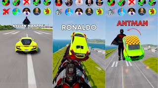 🚘CR7 vs Messi vs Mbappe Antman Characters 2 ⚽️ beamngdrive simulatorronaldo  Beam Arena [upl. by Airlee]