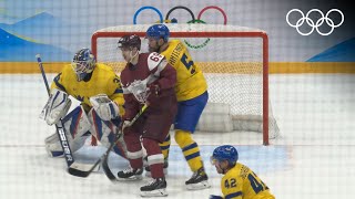 Mens Ice Hockey Beijing 2022  Sweden v Latvia highlights [upl. by Semmes]