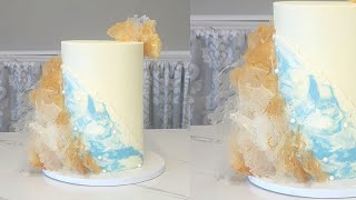 EDIBLE GOLD TUILLE  Marbled Buttercream Trasnfer  Cake Decorating Tutorial [upl. by Nnylhsa767]