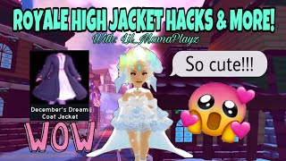 ROYALE HIGH DECEMBER’S DREAM JACKET OUTFIT HACKS amp MORE Christmas update 2021 Royale High [upl. by Ava]