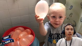 Popping Balloons Pop  Funny Baby Playing and Dropping Balloons  Funny Vines [upl. by Esilanna]