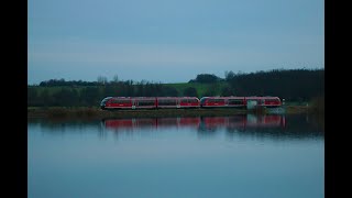 Bahnübergang mitten im Wasser DB Regio 642 xxx als RB34 in Nidderau Eichen an der Nidder [upl. by Greenburg]