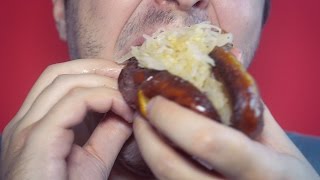 ASMR Eating Dogfish Head Bratwurst 먹방 [upl. by Rednaskela]