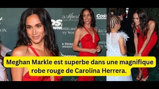 Meghan Markle est superbe dans une magnifique robe rouge de Carolina Herrera [upl. by Asilrac]