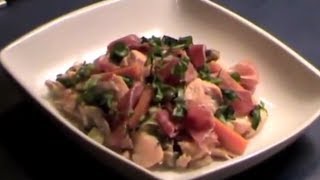 Recette  Blanquette de saumon au jambon de Parme et basilic par Bridélice [upl. by Ridan]