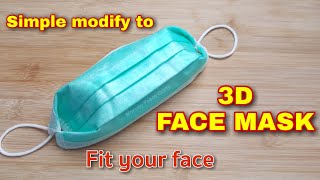 DIY fold FACE MASK to fit your face  พับหน้ากากอนามัยให้หายใจสะดวกขึ้น [upl. by Filip]