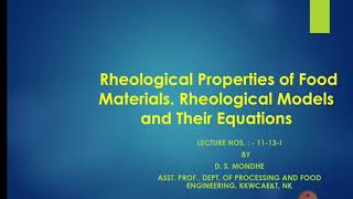 IMK209 Lecture 1 24th September 2012 — Rheological Properties of Food [upl. by Eelarat]