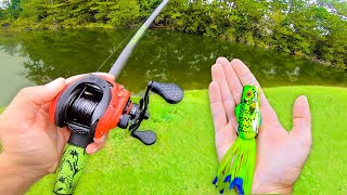 Fishing Topwater FROGS for GIANT Bass Bank Fishing [upl. by Inoek]