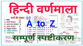 वर्णमाला A to Z  हिन्दी वर्णमाला  स्वर के भेद  व्यंजन के भेद  वर्णमाला स्वर व्यंजन [upl. by Lennox]