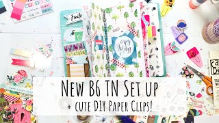 Setting up NEW Carpe Diem Planners B6 Travelers Notebook 2018  Cute DIY Paperclips for TN Pockets [upl. by Olli]