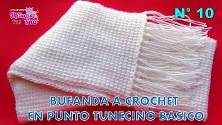 Como tejer la Bufanda N° 10 o chalina UNISEX a crochet o ganchillo en Punto Tunecino FÁCIL Y RÁPIDO [upl. by Felix279]