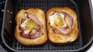 Air Fryer Bacon and Egg Toast Recipe [upl. by Lam989]