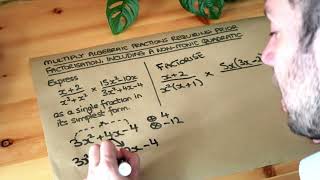 Multiply algebraic fractions requiring prior factorisation including a nonmonic quadratic [upl. by Kubis]