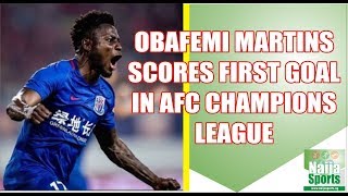 Obafemi Martins first goal in AFC Champions League for Shanghai Shenhua [upl. by Dirtsa754]