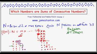 Sums of Consecutive Numbers Puzzle Tanton Mathematics [upl. by Liponis]