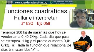 Interpretar funciones cuadráticas Vender naranjas 4 ESO 07 109 José Jaime Mas [upl. by Aronoff854]