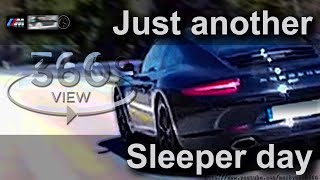 BMW M135i vs Porsche 911 991 3D 80255 Autobahn Insta360 One X Pure 4k 360° 3D [upl. by Nived159]