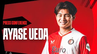 もう一度見る 🎙️  Ayase Uedas first official press conference at Feyenoord [upl. by Lorita]