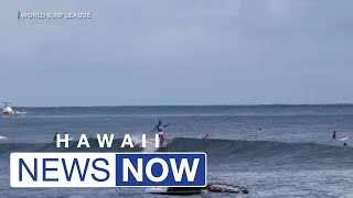 Hawaii surfers dominate longboard competition on Oahus south shore [upl. by Marwin618]