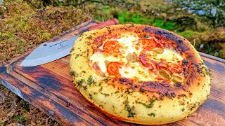 🍕Thick Crispy Cheese Pizza crust with a beautiful view of the Lake🤩 ASMR cooking NO talk [upl. by Asp654]