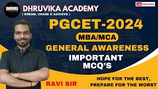 PGCET 2024  KEA PGCET 2024 MBA MCA  General Awareness Important Questions [upl. by Eocsor]