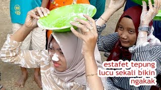 ibu ibu lomba estafet tepung dalam piring bikin ngakak  lomba 17 agustusan [upl. by Ayim]